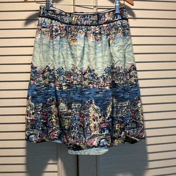 Conversations By Anthropology Blue & White Venice Travel Romantic Skirt Small - Picture 2 of 7